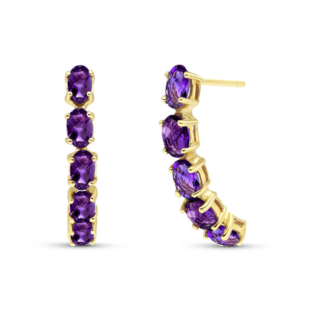 14K. SOLID GOLD EARRINGS WITH NATURAL AMETHYSTS (Yellow Gold)